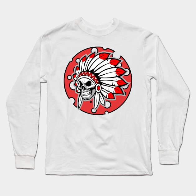 Skull indian Long Sleeve T-Shirt by Johnny_Sk3tch